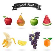 Set of fruits in watercolor style Isolated Vector