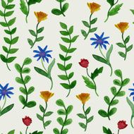 Vector Watercolor Summer Seamless Pattern N2