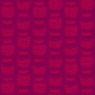 Deep seamless pattern with the cherry jam jars