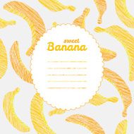 Text frame Endless banana texture repeating fruit background Vector pattern