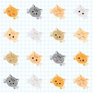 Seamless pattern with cute cats Kitten texture endless background Vector N2