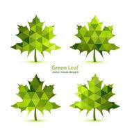 Green mosaic vector maple leaf