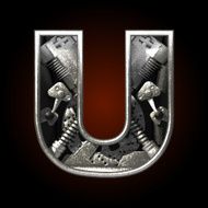 vector figure u with engine inside