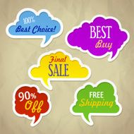 Colorful discount paper cloud stickers
