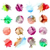 Set of colorful watercolor hand painted circle isolated on white N2