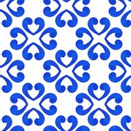 Watercolor seamless pattern blue hearts