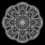Knitted Lacy vector mandala on a black background N2