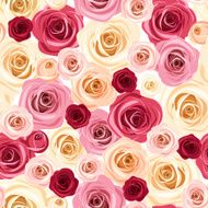 Seamless pattern with colorful roses Vector illustration