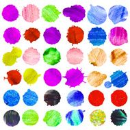 Set of 36 watercolor circles Nice painted round shaped