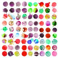 Set of colorful watercolor hand painted circles 81 item