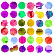 Vector watercolor colorful painted stains 36 drops set