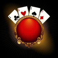 Poker banner - poker cards with golden red