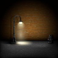 Vintage Streetlamp On Brick Wall Background