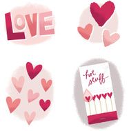 Love Hearts and Hot Stuff Retro Elements N2