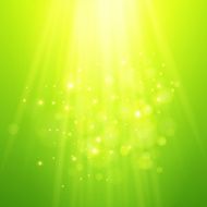 Green rays of light Vector bokeh blurred background