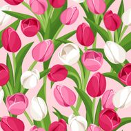 Seamless background with colored tulips Vector illustration