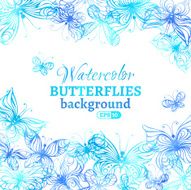 Watercolor butterflies background