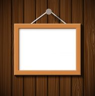 wooden frame on the background of brown wall
