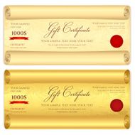 Gift certificate Voucher Coupon template Scroll old pattern paper texture