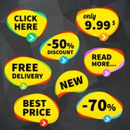 set vector business price tag labels on crumplr background N2