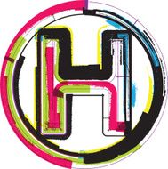 Colorful Grunge Font LETTER H N4