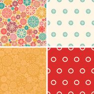 Vector abstract decorative circles set of four marching repeat patterns N2