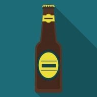 Abstract beer bottle and cap with long shadow