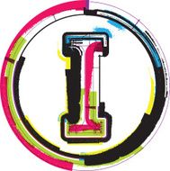 Colorful Grunge Font LETTER I N3