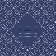 Japanese Embroidery Ornament with fish scales and place for text N2