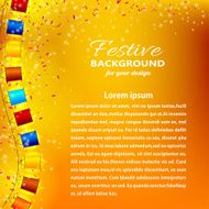 Festive orange background with garland of Chinese lanterns and c