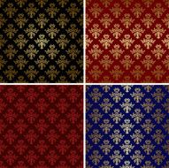set of vector vintage patterns with gold tracery