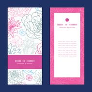 Vector gray and pink lineart florals vertical frame pattern invitation N3