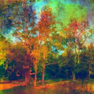 Landscape painting - Autumn colors in the forest