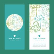 Vector mysterious green garden vertical round frame pattern invitation greeting N4