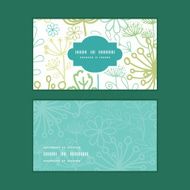 Vector mysterious green garden horizontal frame pattern business cards set