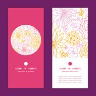 Vector flowers outlined vertical round frame pattern invitation greeting cards N3