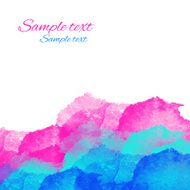 Watercolor pink blue waves on a white background