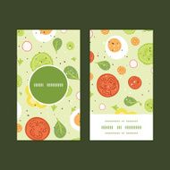 Vector fresh salad vertical round frame pattern business cards set N2