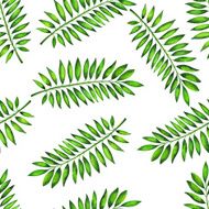 Watercolor seamless pattern with green palm leaves N3