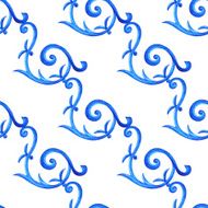 Watercolor floral seamless pattern blue shapes N2