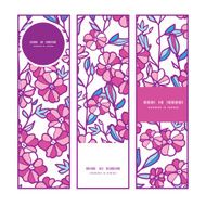 Vector vibrant field flowers vertical banners set pattern background