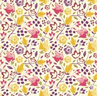 Field Flowers Stamp Seamless Pattern Background