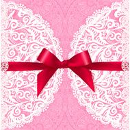 Pink lacy vector wedding card template N2