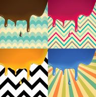 Liquid flowing on geometric vintage background