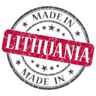 made in LITHUANIA red grunge stamp isolated on white background