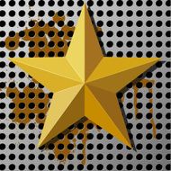 Gold star on a metal background with holes