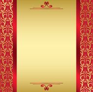 red golden card with ribbons