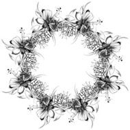 Roses and camomiles Mandala freehand drawing ornament pattern N4