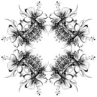 Roses and camomiles Mandala freehand drawing ornament pattern N6
