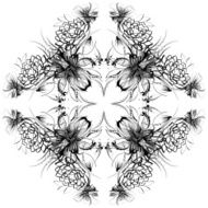 Roses and camomiles Mandala freehand drawing ornament pattern N8